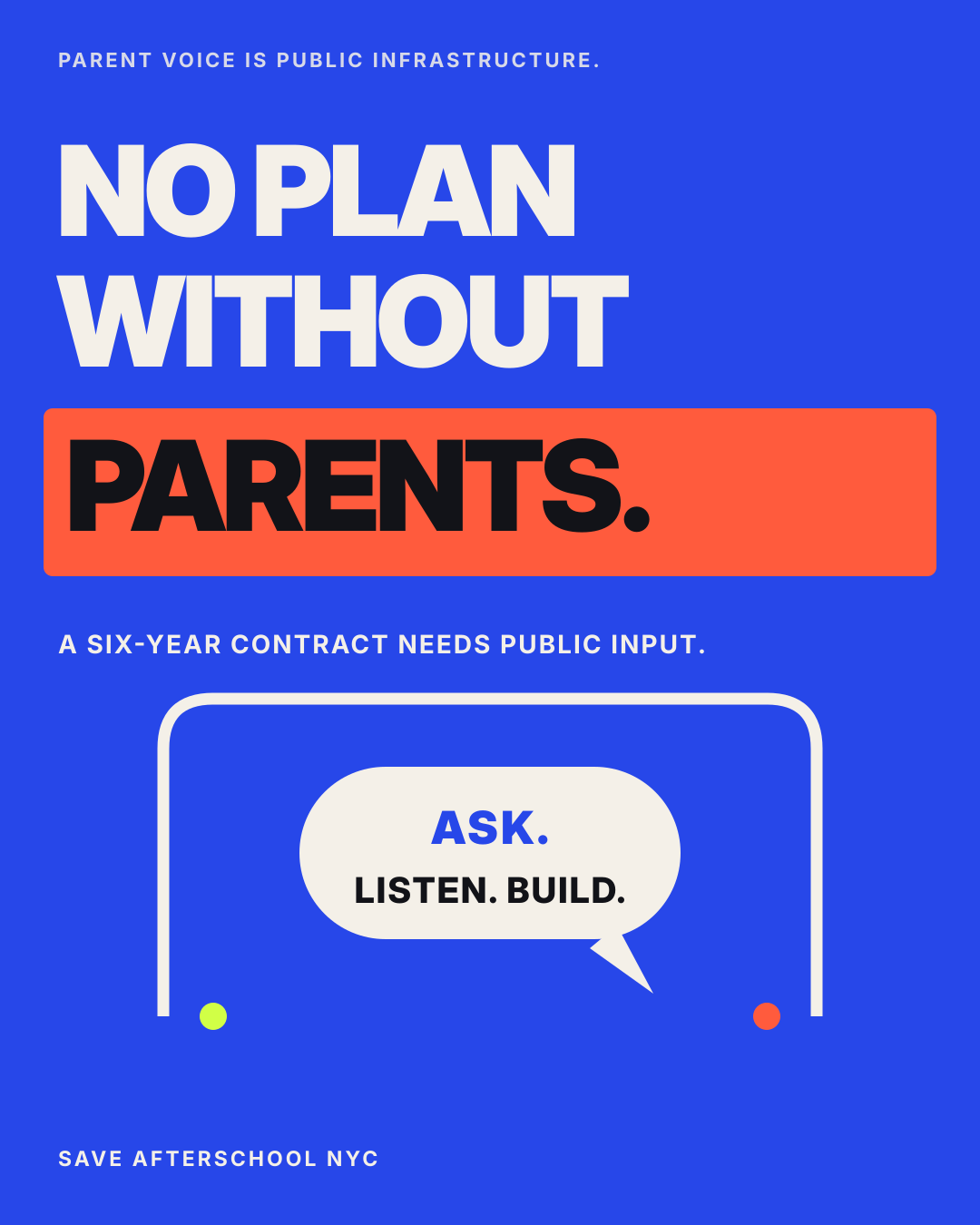 No plan without parents — a six-year contract needs public input.